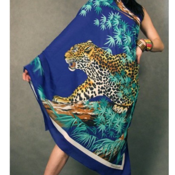Vintage Accessories - Franco Laurenti Jungle Cat Bamboo Scarf Wrap